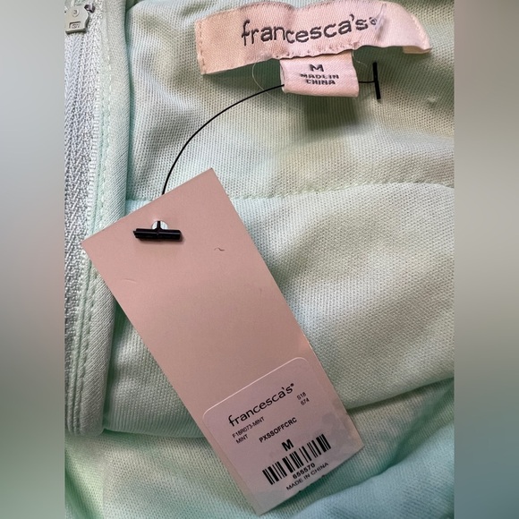 Francesca’s Mint Green Off Shoulder Lace Lined Shorts Romper Women’s Medium - Picture 8 of 9